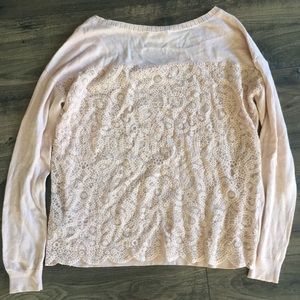 LIGHT PINK/ LACE BACK SWEATER